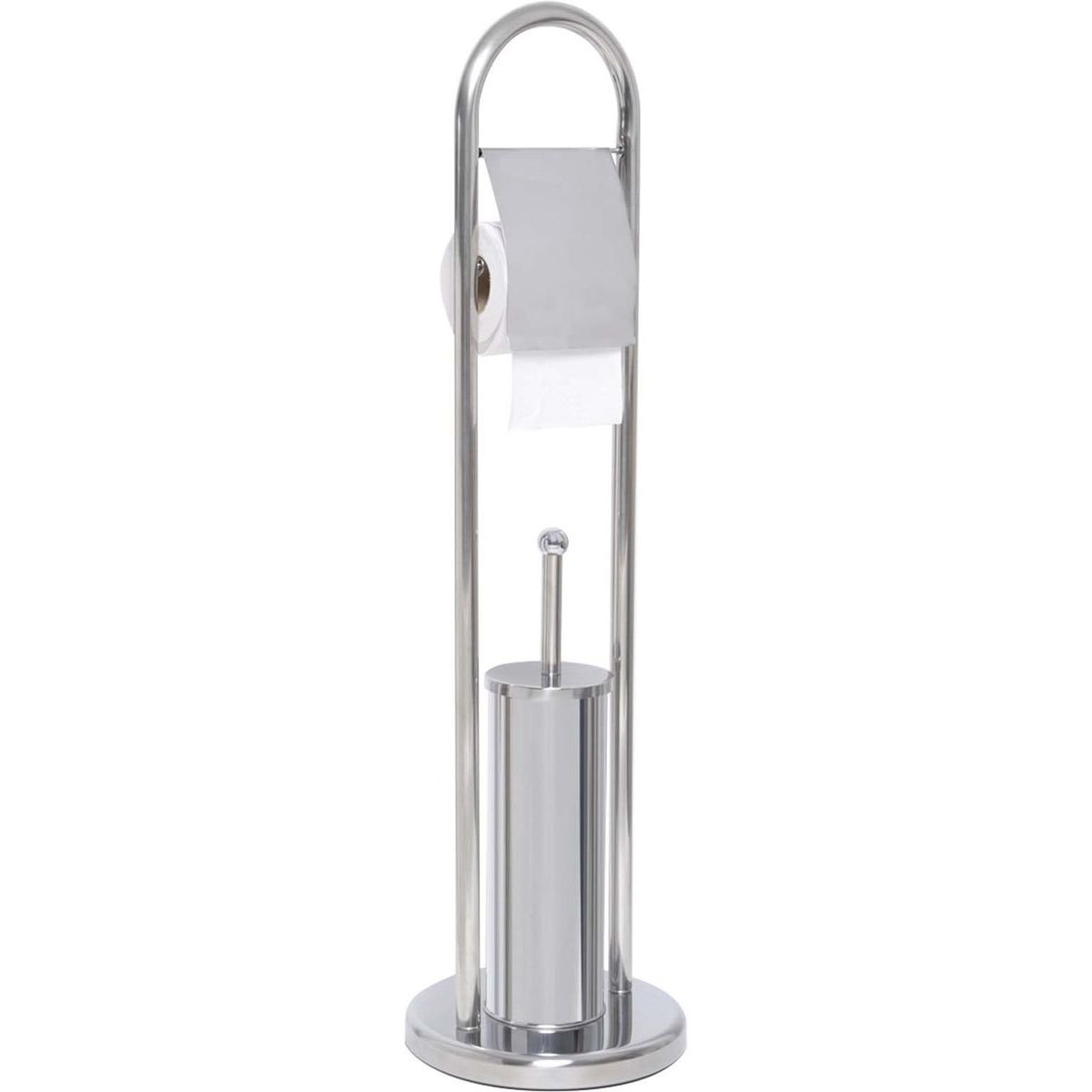 9130-1 Βάση ανοξείδωτη με βούρτσα τουαλέτας και θέση για χαρτί υγείας . - Image 1