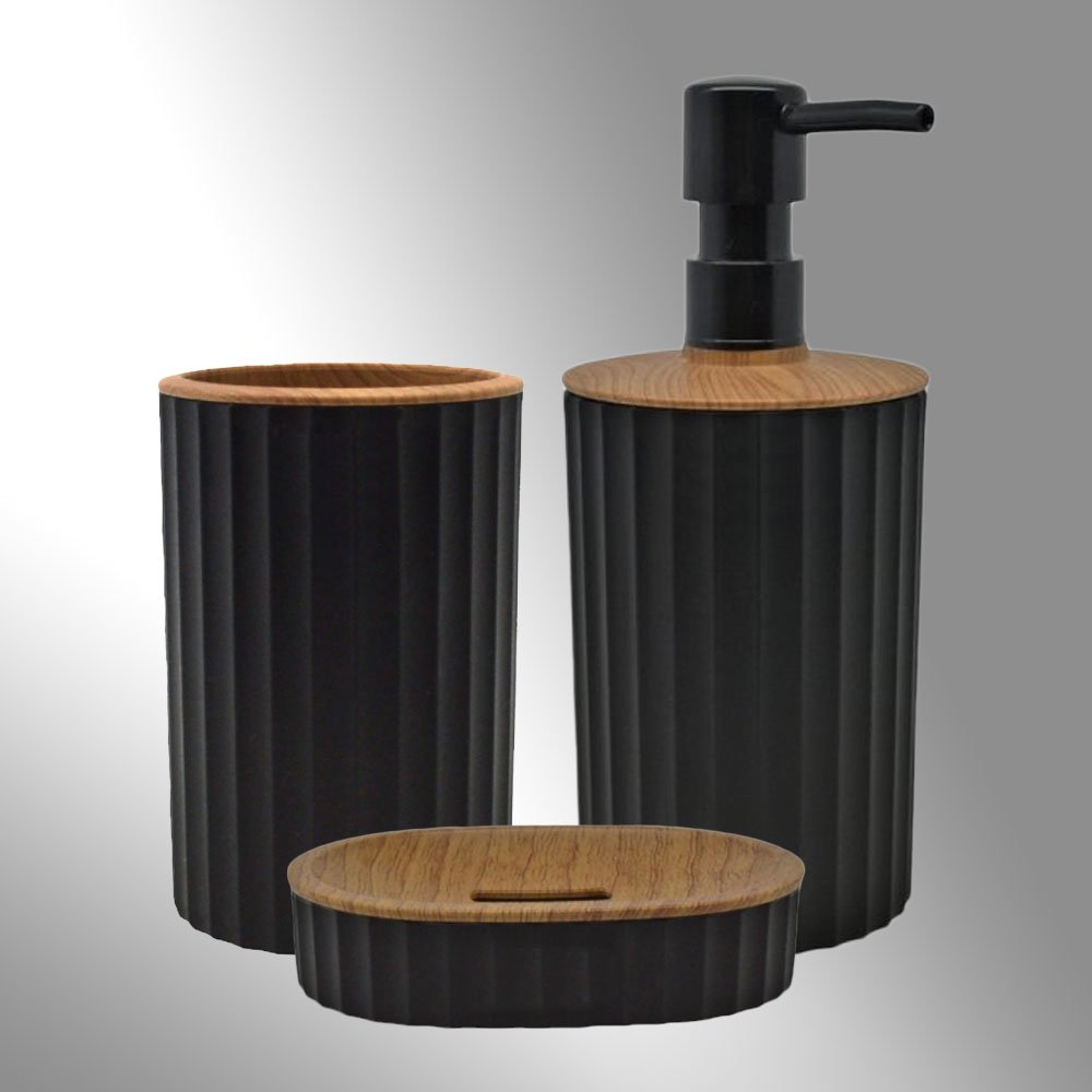 bathroom-accessory-set-3pcs-sl8367-black-7335black ΣΕΤ ΜΠΑΝΙΟΥ 3ΤΕΜ SL8367 ΜΑΥΡΟ - Image 1