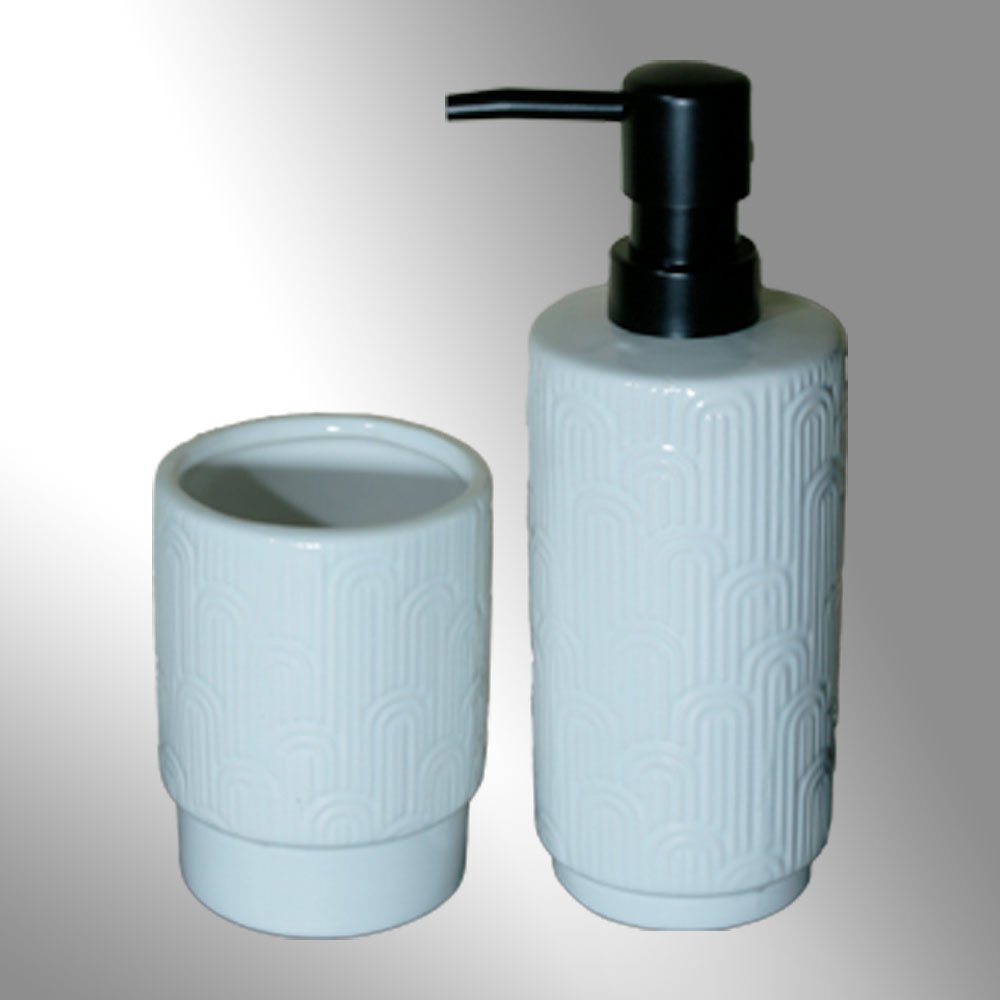 dispenser-brushholder-set-white-polyester-sl8445-8445 DISPENSER ΠΟΤΗΡΟΘΗΚΗ ΣΕΤ ΠΟΛΥΕΣΤΕΡΙΚΟ ΑΣΠΡΟ SL8445 - Image 1