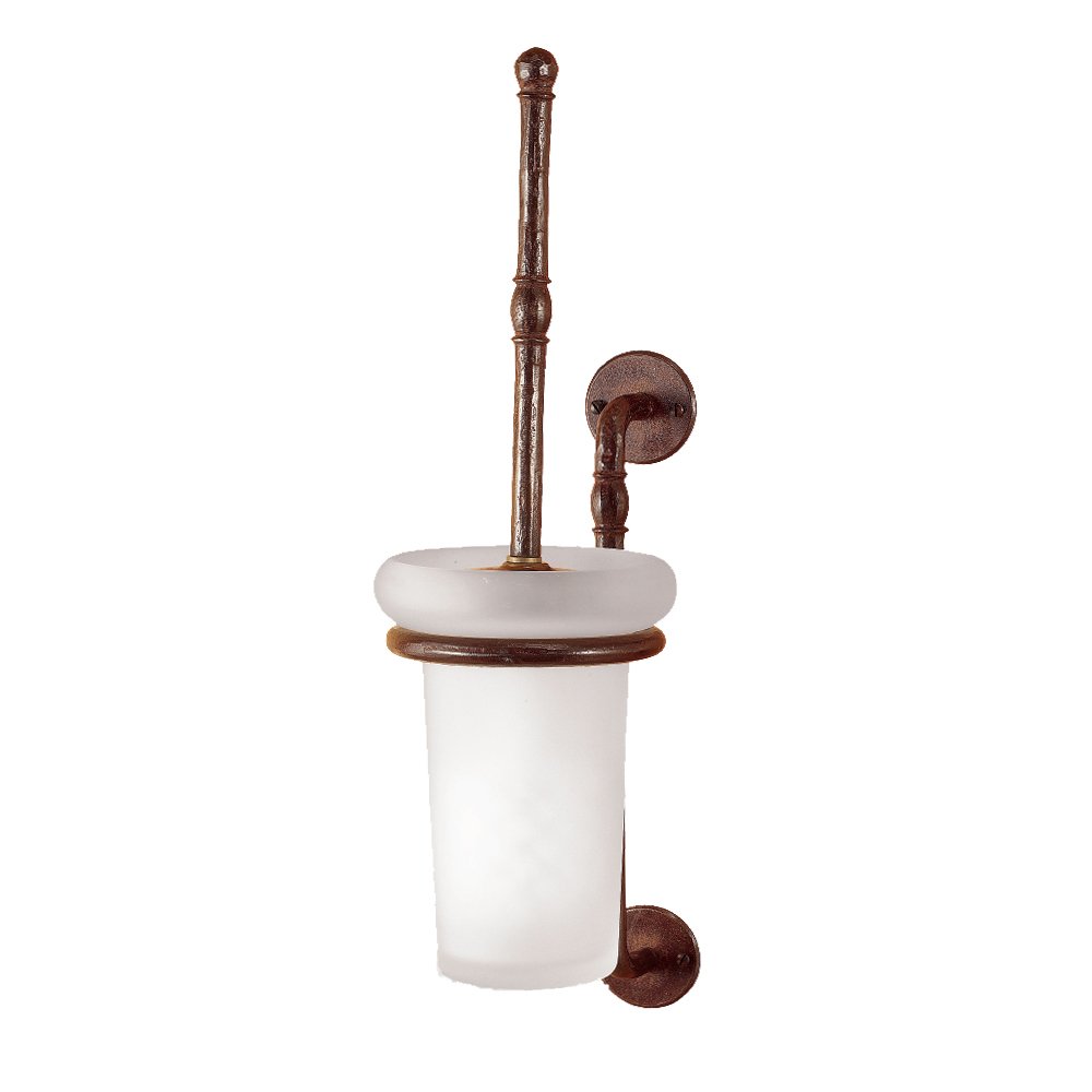 ill banio (22) Σφυρήλατο βουρτσάκι τουαλέτας με λαβή No 357, με δοχείο από σατινέ γυαλί. - Image 1