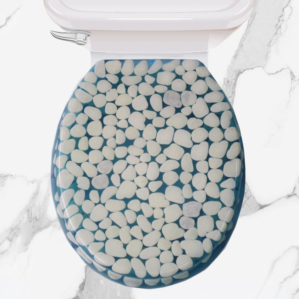 kapaki-wc-white-pebbles-8039 ΚΑΠΑΚΙ WC WHITE PEBBLES 36(φ)x43(μ) ΜΠΛΕ - Image 1