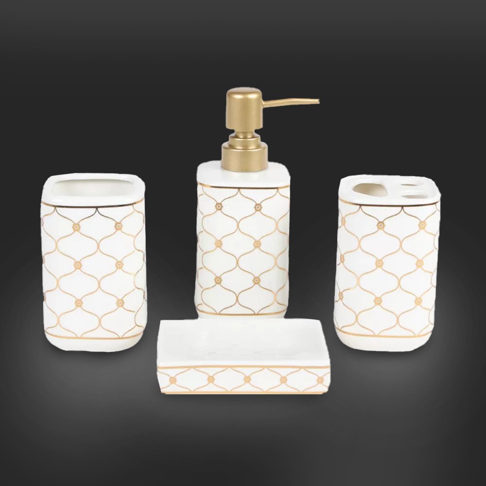 set-mpaniou-4tem-sl200-mavro-chryso-2103002 ΣΕΤ ΜΠΑΝΙΟΥ 4ΤΕΜ SL200 ΛΕΥΚΟ-ΧΡΥΣΟ - Image 1