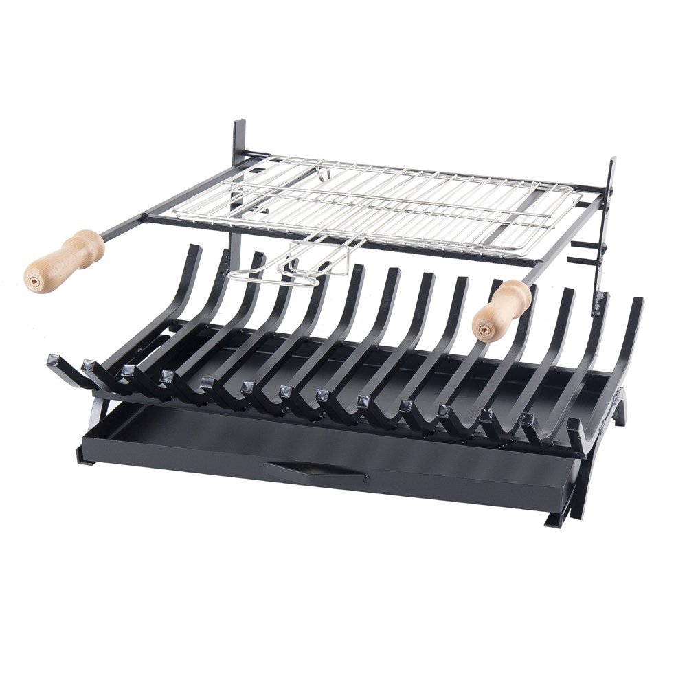 003 vaila Σχάρα Τζακιού Παραλληλόγραμμη Μαύρη με σύστημα ψησίματος - Image 1