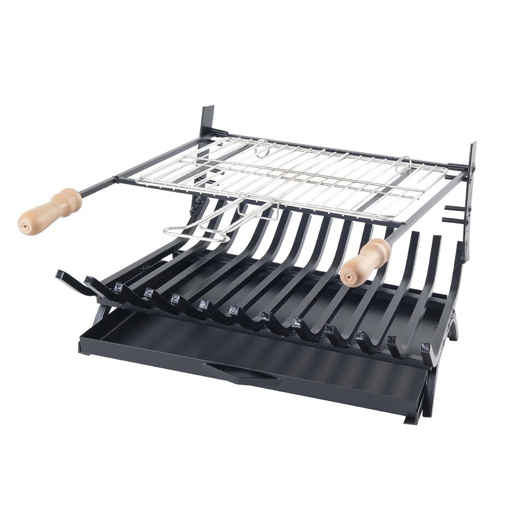 004 vaila Σχάρα Τζακιού Τραπέζιο Μαύρη με σύστημα ψησίματος