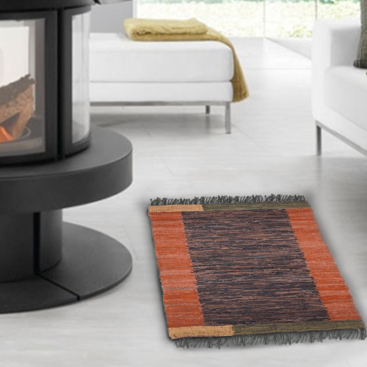 1376-02 Δερμάτινο χαλάκι LEAΤΗΕR CUΤ SΗUΤΤLΕ ΕΜΠΡΙΜΕ-2 60X90 - Image 1