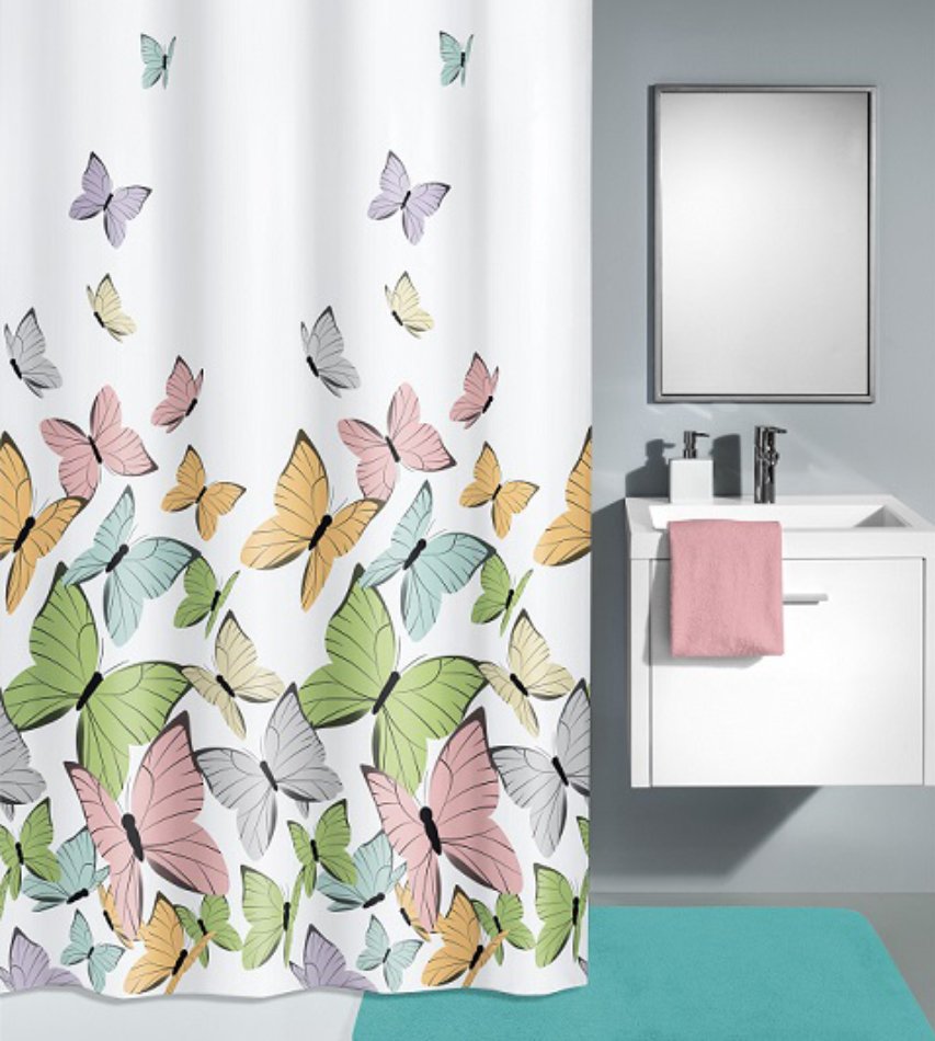 14176-c Κουρτίνα Μπάνιου Butterflies 180x200 εκ - Image 1