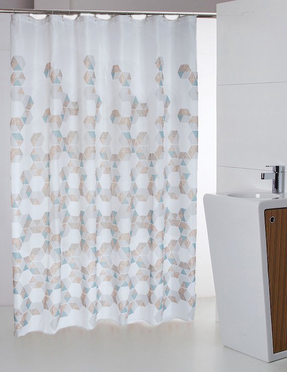 16391-c Κουρτίνα Μπάνιου Hexagonal 180x200 εκ - Image 1