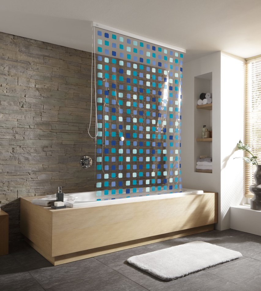 16575-c Κουρτίνα Μπάνιου Ρολό Ντους Blue 132x240 εκ - Image 1