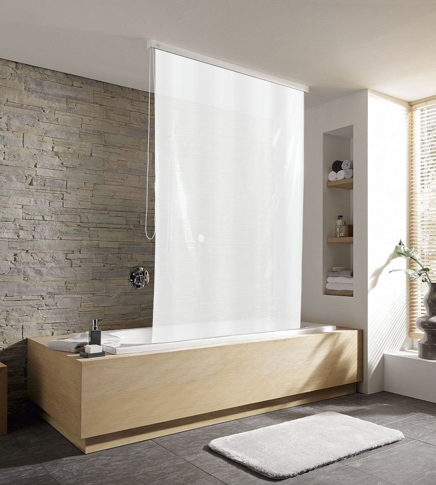 16580-c Κουρτίνα Μπάνιου Ρολό Ντους White 132x240 εκ - Image 1