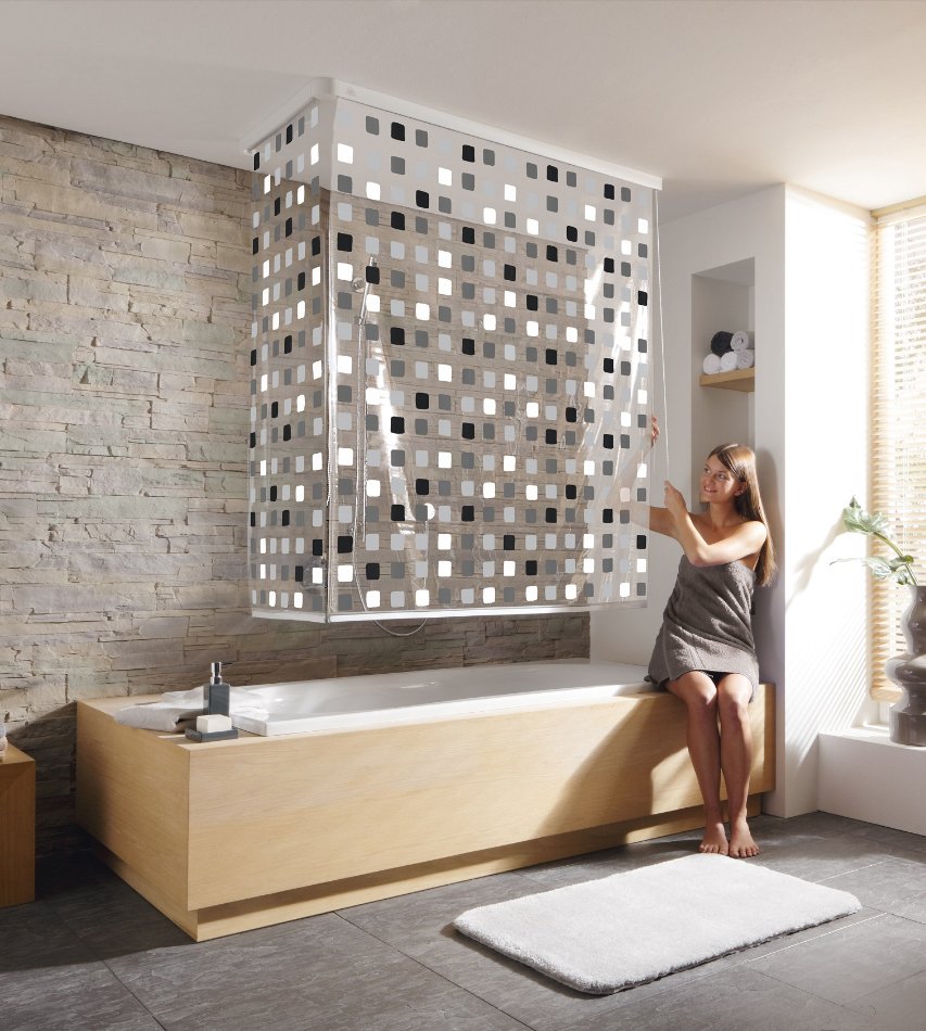 16584-c Κουρτίνα Μπάνιου Ρολό Ντους Grey 138x62x240 εκ - Image 1