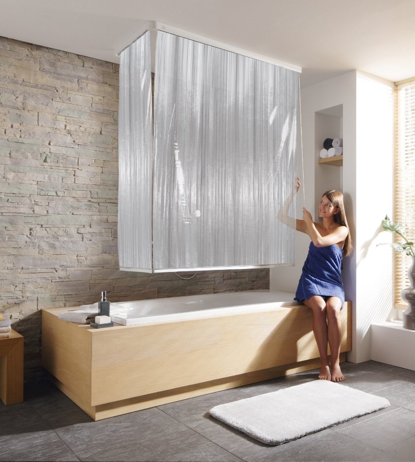 16585-c Κουρτίνα Μπάνιου Ρολό Ντους Milky 138x62x240 εκ - Image 1