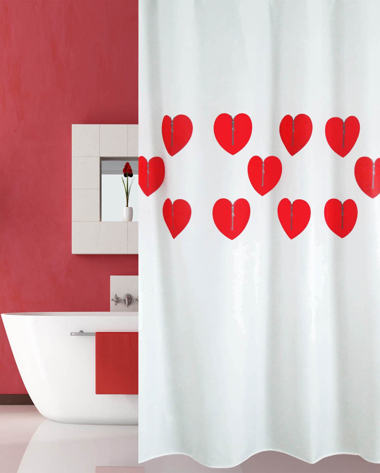 219-1 ΚΟΥΡΤΙΝΑ ΜΠΑΝΙΟΥ HEARTS 240(Μ)X180(Υ) - Image 1