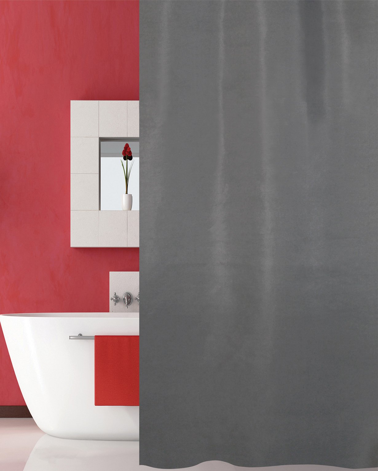 253-2 ΚΟΥΡΤΙΝΑ ΜΠΑΝΙΟΥ SOLID 240(Μ)X180(Υ) ΓΚΡΙ - Image 1