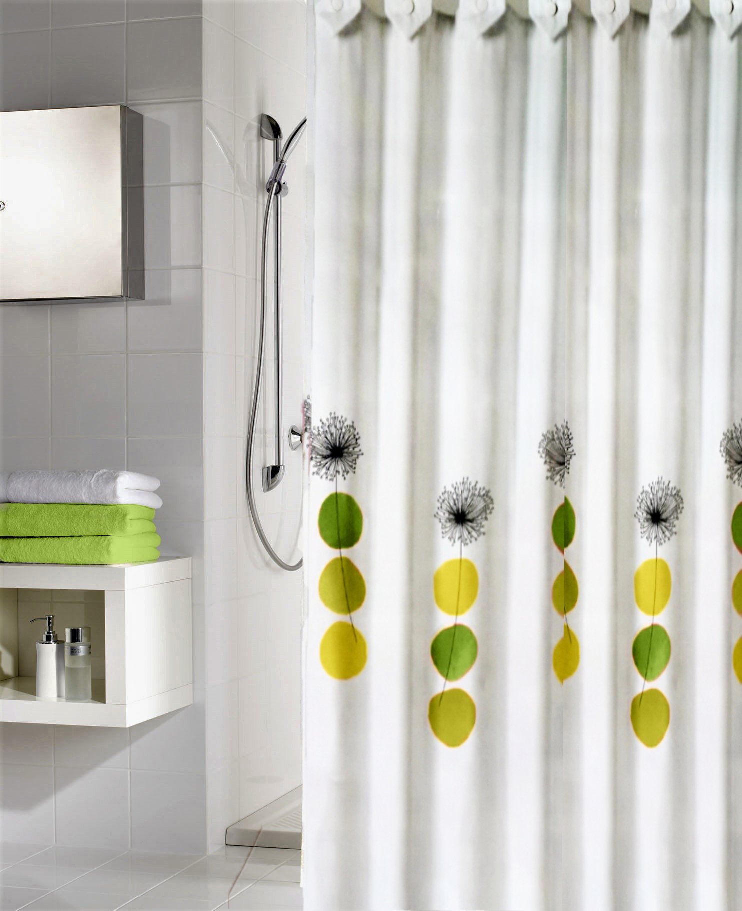 4543-c Κουρτίνα Μπάνιου Υφασμάτινη Fiory με Ράντες 180x200 εκ - Image 1