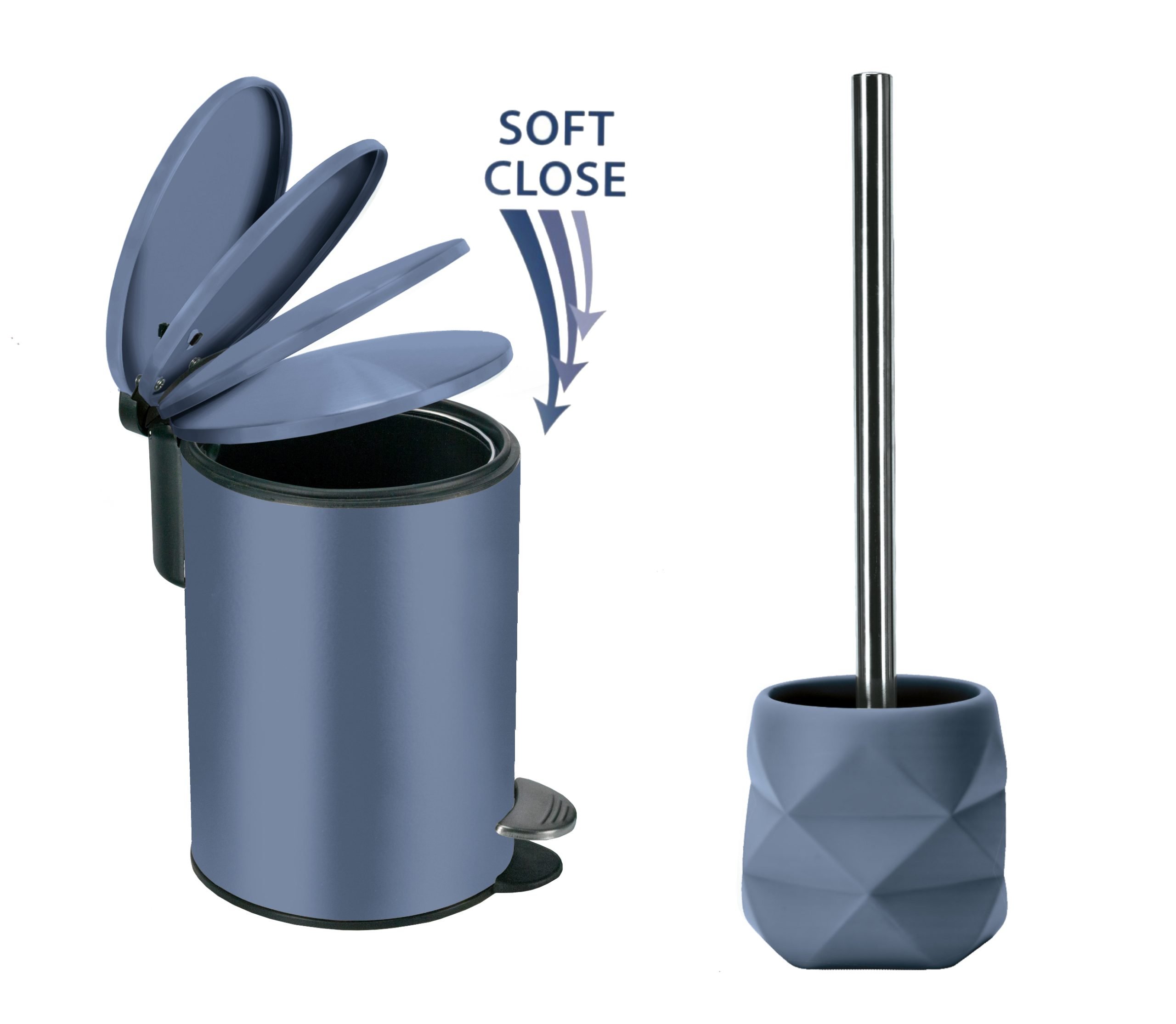 4760 Σετ Καλάθι 3lt με απαλό κλείσιμο & Πιγκάλ Cracle Blue - Image 1