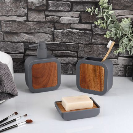 Σετ 3 τεμάχια αξεσουάρ μπάνιου abs bamboo