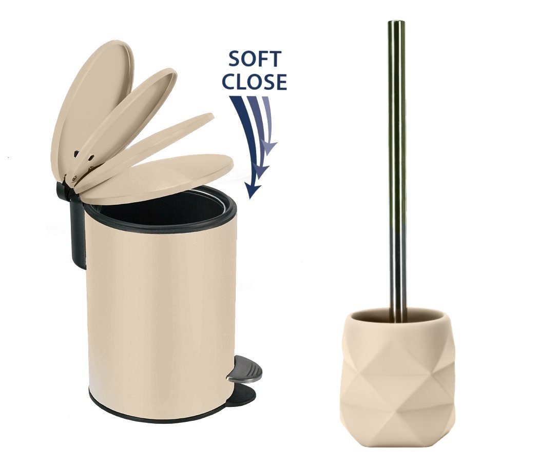 6868 Σετ Καλάθι 3lt με απαλό κλείσιμο & Πιγκάλ Cracle Sand Beige - Image 1