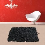 Δερμάτινο χαλάκι FLOKOTO ΜΑΥΡΟ 60X90