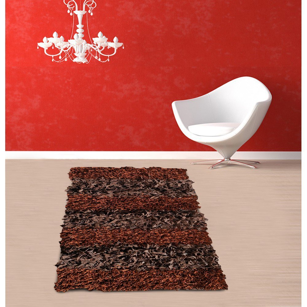 dermatino-xali-polyester-leather-1640brown ΔΕΡΜΑΤΙΝΟ ΧΑΛΙ 2142 POLYESTER -LEAΤΗΕR 170X240 ΚΑΦΕ - Image 1