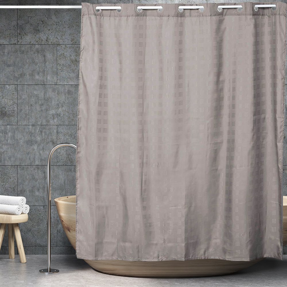 kourtina-mpaniou-squaresofsquares-grey-180x200-8283grey-3 ΚΟΥΡΤΙΝΑ ΜΠΑΝΙΟΥ SQUARESOFSQUARES HOOKLESS ΓΚΡΙ 180(Μ)x200(Υ) - Image 1