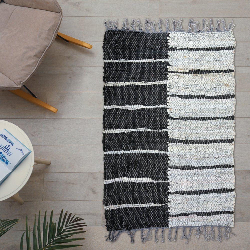 leather-cut-shuttle-embrime-7-60-90-1376-07-bg-2 Δερμάτινο χαλάκι LEAΤΗΕR CUΤ SΗUΤΤLΕ ΕΜΠΡΙΜΕ-7 65X190 - Image 1