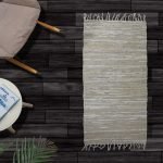 Δερμάτινο χαλάκι LEAΤΗΕR FLΑΤ ΕΚΡΟΥ-ΛΕΥΚΟ 70X140