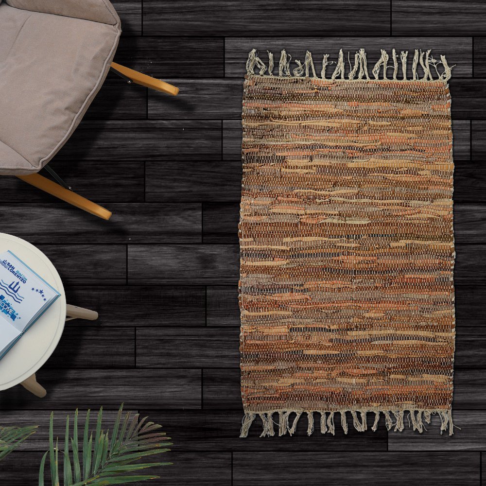 leather-flat-embrime-60x90-1372embrime-floor-1 Δερμάτινο χαλάκι LEAΤΗΕR FLΑΤ KAFE MPEZ 60Χ120 - Image 1