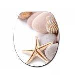 Import Hellas Καπάκι Λεκάνης Βακελίτης Βαρέως Τύπου 37,1x45,5 εκ Αστερίας Λευκός με Πέτρες Νο240