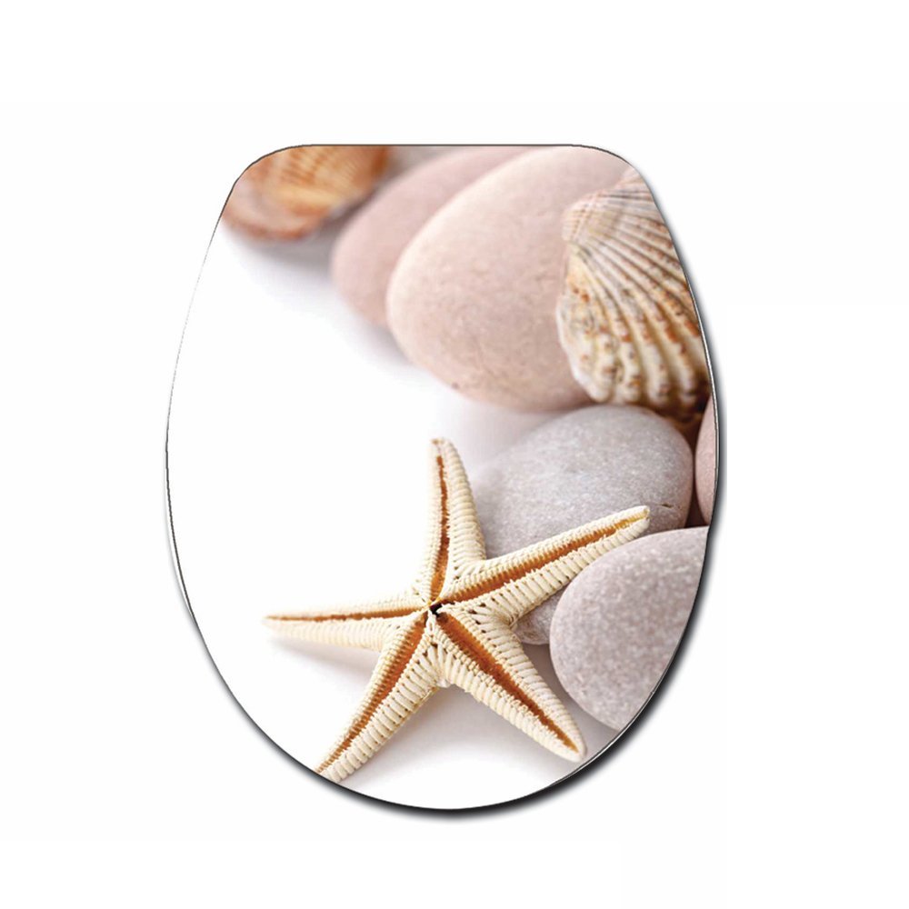 005 kapaki spyr 27-1-25 Import Hellas Καπάκι Λεκάνης Βακελίτης Βαρέως Τύπου 37,1x45,5 εκ Αστερίας Λευκός με Πέτρες Νο240 - Image 1