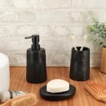 Σετ 3 τεμάχια αξεσουάρ μπάνιου stoneware Eurocasa