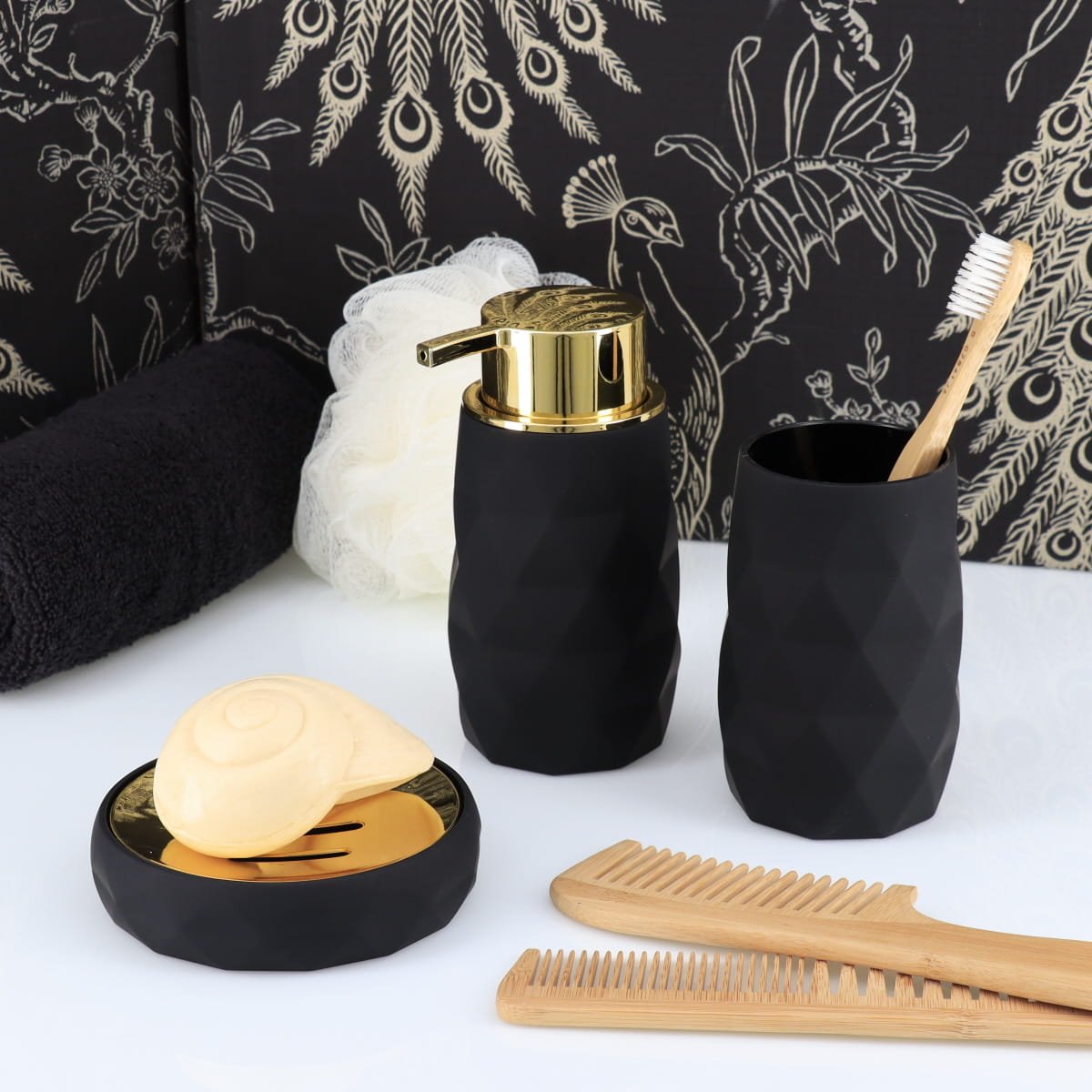 6372-3 Σετ 3 τεμάχια Ντισπένσερ - θήκη οδοντόβουρτσας- σαπουνοθήκη abs Eurocasa - Image 1