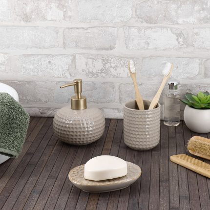Σετ 3 τεμάχια αξεσουάρ μπάνιου stoneware Eurocasa