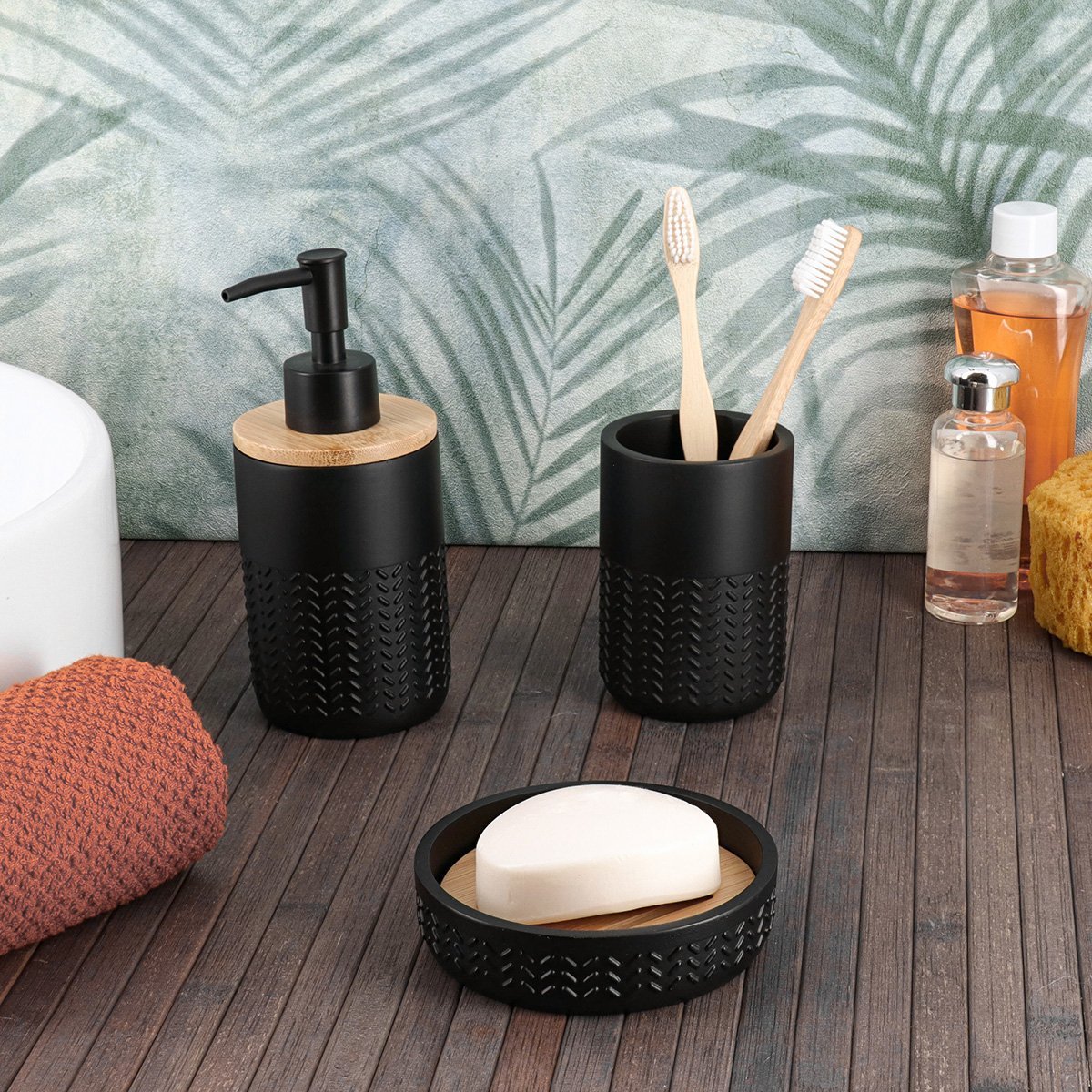 6451-2 Σετ 3 τεμάχια αξεσουάρ μπάνιου polyresin 6462-6453-6454 Eurocasa - Image 1