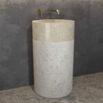 Νιπτήρας επιδαπέδιος πέτρινος BORA Cream KARAG Ø40x90cm