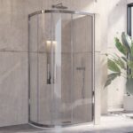 Καμπίνα ημικυκλική με διάφανο κρύσταλλο INOX 200 Χρωμέ KARAG 90x90x190cm
