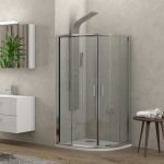 Καμπίνα ημικυκλική με διάφανο κρύσταλλο NEW FLORA 200 Χρωμέ KARAG 80x80x170cm