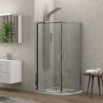 Καμπίνα ημικυκλική με διάφανο κρύσταλλο NEW FLORA 200 Χρωμέ KARAG 80x80x180cm