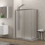 Καμπίνα τετράγωνη με fabric κρύσταλλο NEW FLORA 100 Χρωμέ KARAG 80x80x180cm