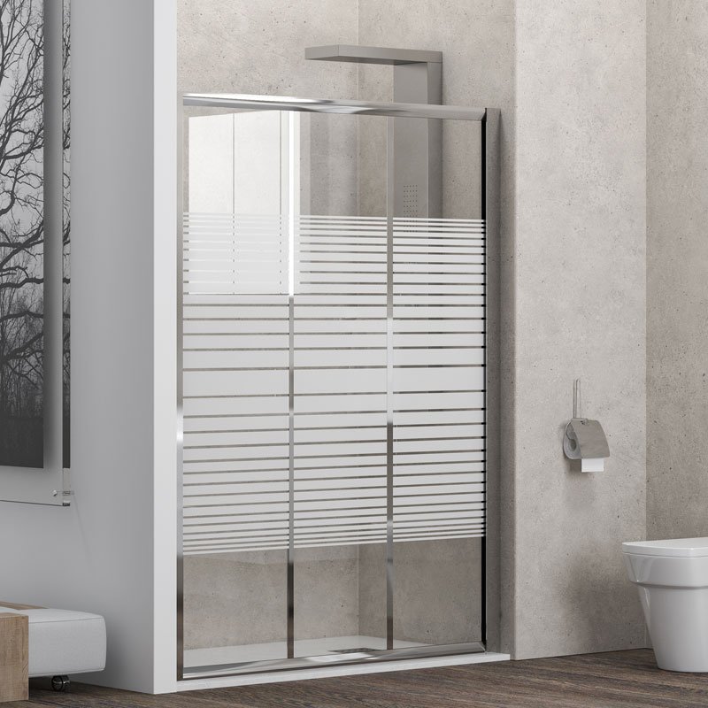 PENS30090 Καμπίνα από τοίχο σε τοίχο με σεριγραφάτο κρύσταλλο PENTA 300 Χρωμέ KARAG 90x180cm - Image 1