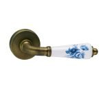 Πόμολο Πόρτας ροζέτα Viometale Μπρονζέ - Πορσελάνη με Μπλέ Λουλούδι