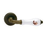 Πόμολο Πόρτας ροζέτα Viometale 590 Μπρονζέ - Πορσελάνη με Καφέ Λουλούδι