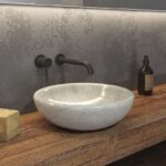 Νιπτήρας επικαθήμενος πέτρινος SORA Cream KARAG Ø40x12cm