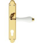 Ιταλικό Πόμολο με πλάκα Dalia σε Χρυσό με λευκή πορσελάνη 125