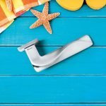 Ιταλικό Πόμολο Aqua με ροζέτα σε Ματ Χρώμιο 035 - Image 2