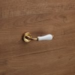 Ιταλικό Πόμολο με ροζέτα Dalia σε Χρυσό με λευκή πορσελάνη 124 - Image 3