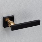 Ιταλικό Πόμολο Era με ροζέτα σε Μαύρο Ματ/Επίχρυσο 060 - Image 2