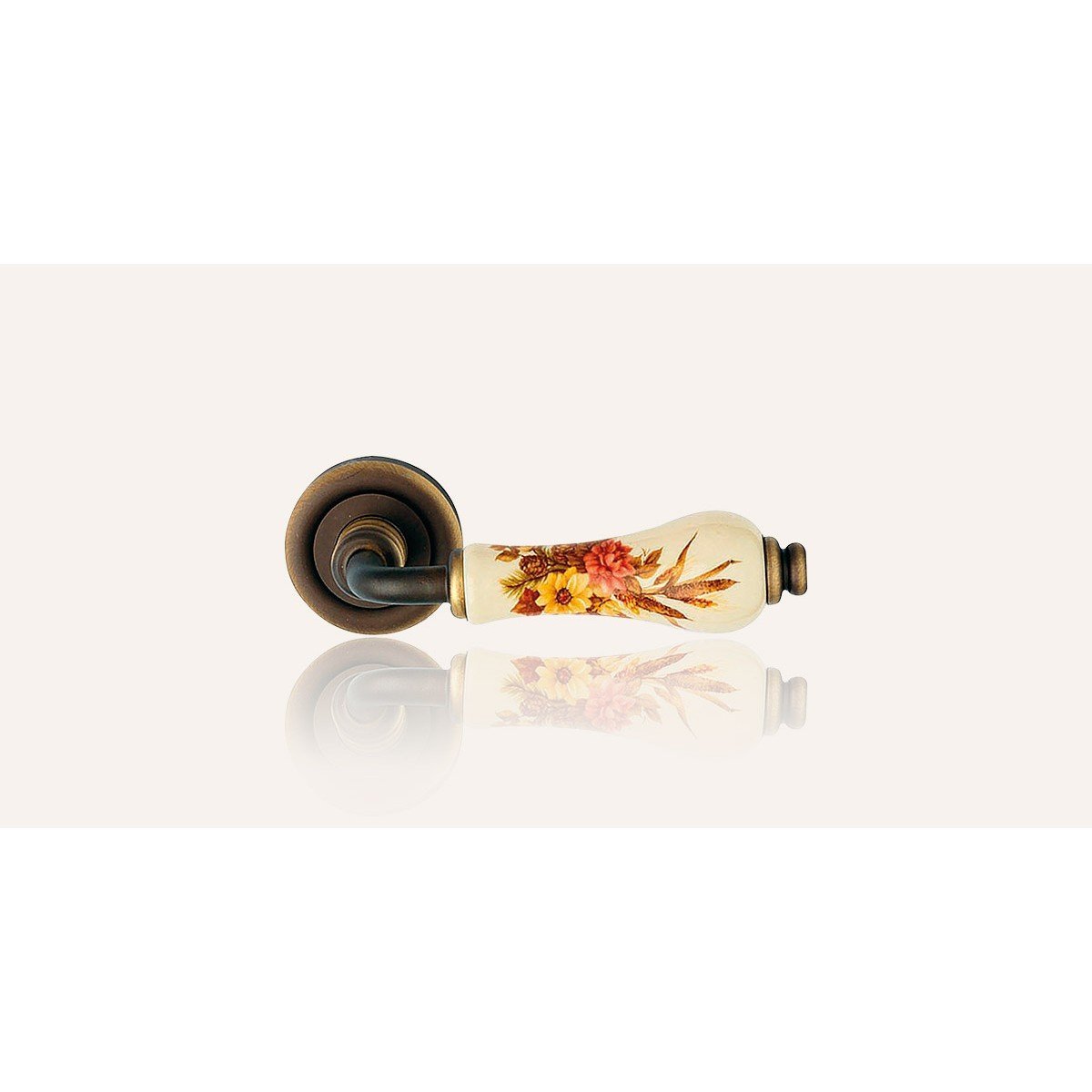 still-dalia-bm-door-handle Ιταλικό Πόμολο με ροζέτα Dalia σε Σκούρο Μπρονζέ με μπεζ πορσελάνη με λουλούδια 134 - Image 1