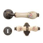 Ιταλικό Πόμολο Πόρτας Μπρονζε με Κρεμ Πορσελάνη