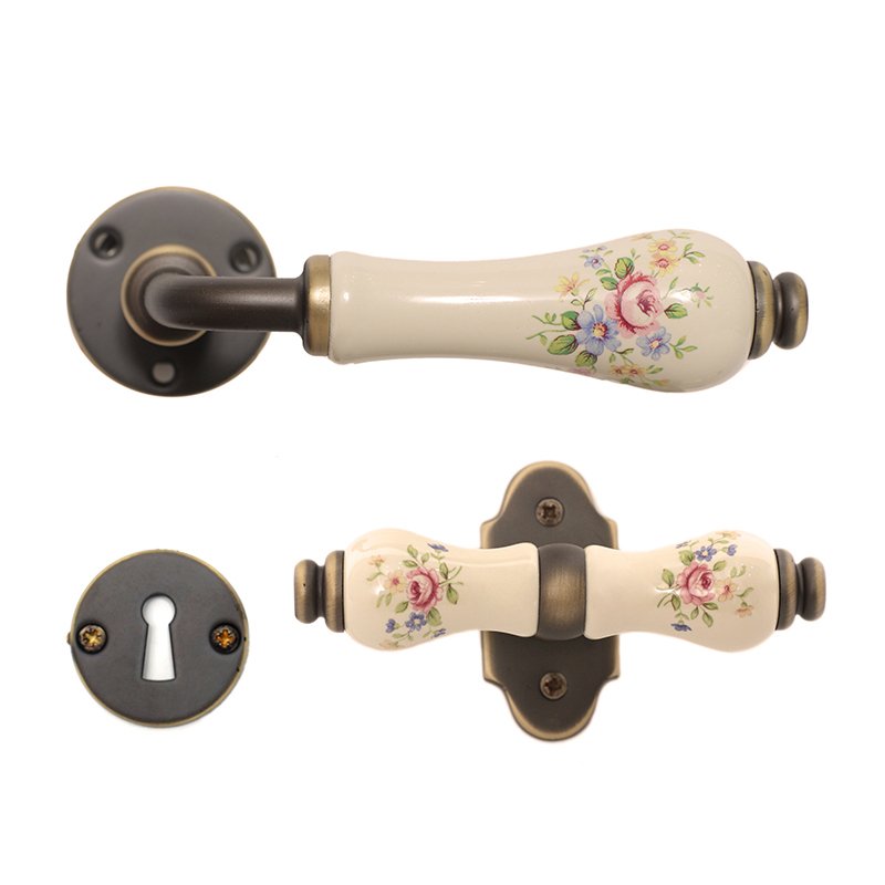 web b2 Ιταλικό Πόμολο Πόρτας Μπρονζε με Κρεμ Πορσελάνη - Image 1