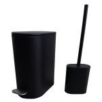 Σετ καλάθι μπάνιου οβάλ 5 λίτρα soft close με πιγκάλ μαύρο 14χ14 28 cm Eurocasa